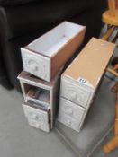 2 painted sets of 3 drawers,