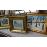 3 good framed and glazed pictures.