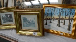 3 good framed and glazed pictures.