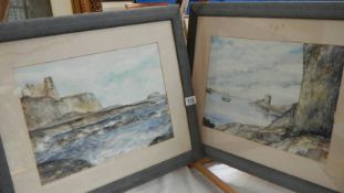A pair of framed and glazed watercolours of the Scilly Isles by Pippa Pitta, 59 x 49 cm.