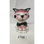 A Lorna Bailey pink and black cat, 12 cm.