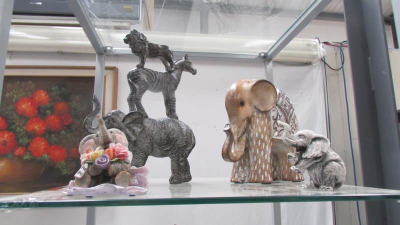 3 shelves of assorted elephant ornaments. - Image 2 of 4