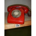 An old red telephone.