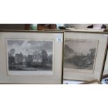 A pair of framed and glazed engravings of abbey ruins, 42 x 35 cm.