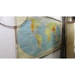 A large vintage map of the world, 150 x 240 cm, a/f.