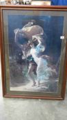 A large mahogany framed print, circa 1880. 79 x 110 cm.