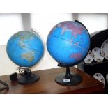 2 vintage globes,