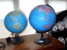 2 vintage globes,