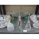 A selection of glass bells and 3 fruit bowls