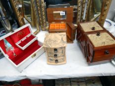 3 vintage jewellery boxes and a sewing box (musical box with dancer is slightly a/f with inner