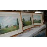 A set of 3 stately home scene watercolours.