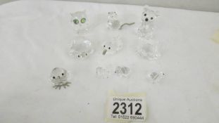 Ten small Swarovski crystal animals and birds (some with boxes)