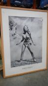 A framed and glazed Raquel Welch poster 'One Million Years BC'. 63 x 83 cm.