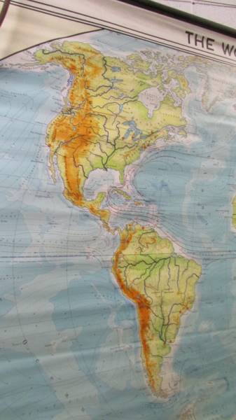 A large vintage map of the world, 150 x 240 cm, a/f. - Image 2 of 5