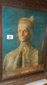 A good oak framed early 20th century portrait print of a Pope?, 45 x 56 cm.