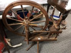 An old spinning wheel.