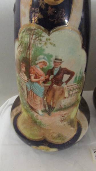 A pair of Victorian vases, 13.5" tall. - Image 2 of 3