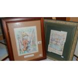 2 framed and glazed illustrations including 'The Poacher Cat'