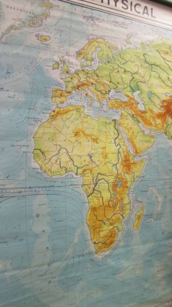 A large vintage map of the world, 150 x 240 cm, a/f. - Image 3 of 5