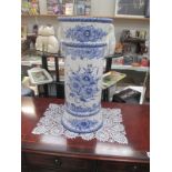 A hand painted vestal Portugese blue and white pottery umbrella/stick stand Height 51.