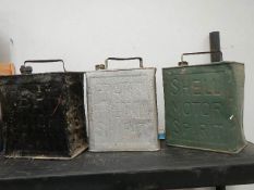 3 old fuel cans - Shell, BP and Pratts.