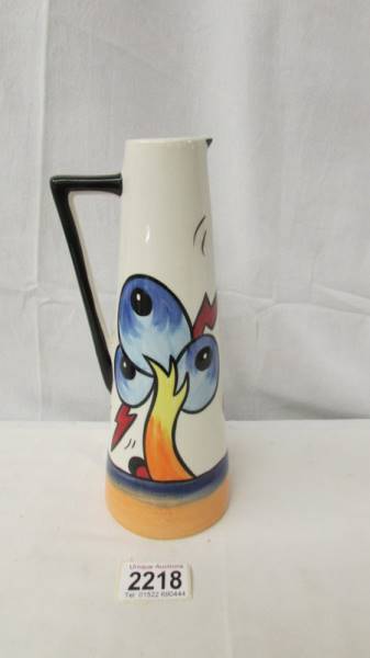 A Lorna Bailey Pottery Conical jug in Bursley Way Design, 23 cm tall, signed to base. - Image 2 of 3