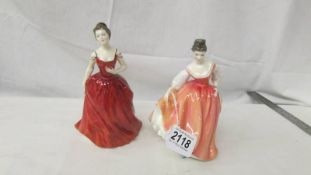 2 Royal Doulton figurines - Innocence HN2842 and Fair Lady HN2835.
