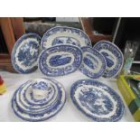 A Royal Doulton Norfolk pattern plate and other blue and white plates etc.