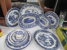 A Royal Doulton Norfolk pattern plate and other blue and white plates etc.