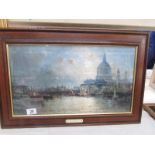 An old darkwood framed print entitled 'The Boats at Rye' by Charles Thornley, image 49 x 27.