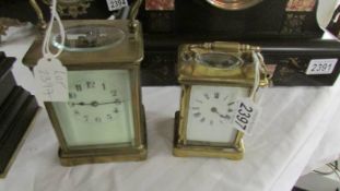A brass carriage clock in working order and a larger example a/f.