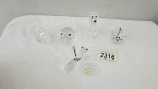 5 Swarovski crystal animals being swan, fish, dog,