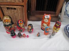 A set of Russian dolls and a set as cats,