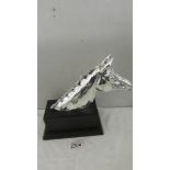 A superb quality horse head with a thick silver plate (hall marked) on resin.