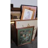 Approximately 10 framed embroidered pictures/collages.