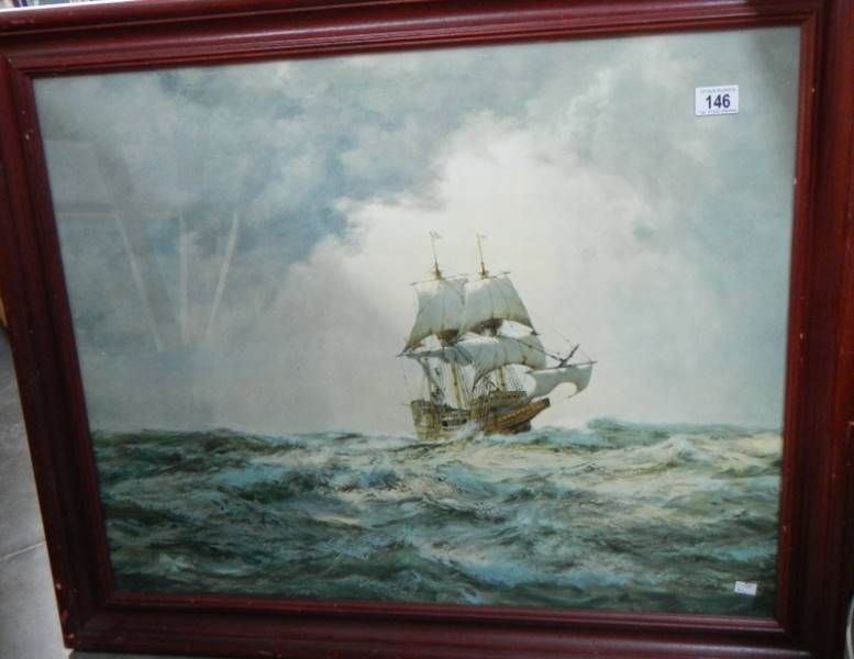 A large picture entitled 'The Gallant Mayflower' by Montague Dawson (1895-1973), 89 x 74 cm.