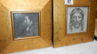 Two gilt framed prints in good frames, 21 x 21 cm and 18 x 18 cm.