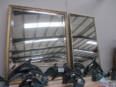 2 gilt framed mirrors, 60cm x 50cm and 60.5cm x 30.