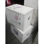 2 floral painted wooden storage boxes, (some scuffs in places) 40cm x 56.