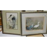 Two good quality framed and glazed watercolours of Herons, 45 x 37 cm and 34 x 43 cm.