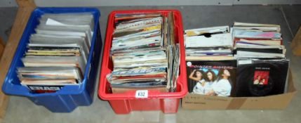 3 boxes of 45rpm records including Dire Straits, John Lennon, Milli Vanilli & Status Quo etc.