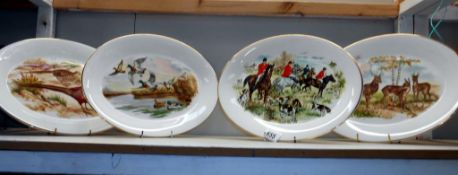 4 oval English bone china animal themed plates (34cm x 26cm)