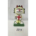 A Lorna Bailey Pottery 'England - St. George the Cat', 13 cm tall, signed to base.
