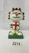 A Lorna Bailey Pottery 'England - St. George the Cat', 13 cm tall, signed to base.