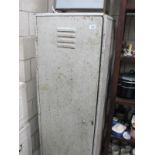 A vintage metal storage locker