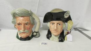 2 Royal Doulton character jugs - George Washington D6669 and Mark Twain D6654,
