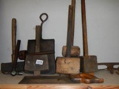 A quantity of wooden hammers etc.