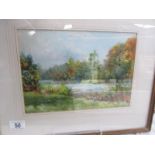 A framed and glazed watercolour rural scene, unsigned. Image 18 x 20 cm, frame 45 x 37 cm.
