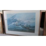 A framed and glazed print of I K Brunel's Iron Screw Steamship Great Britain,