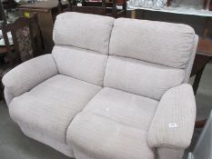 2 seat cream fabric settee,